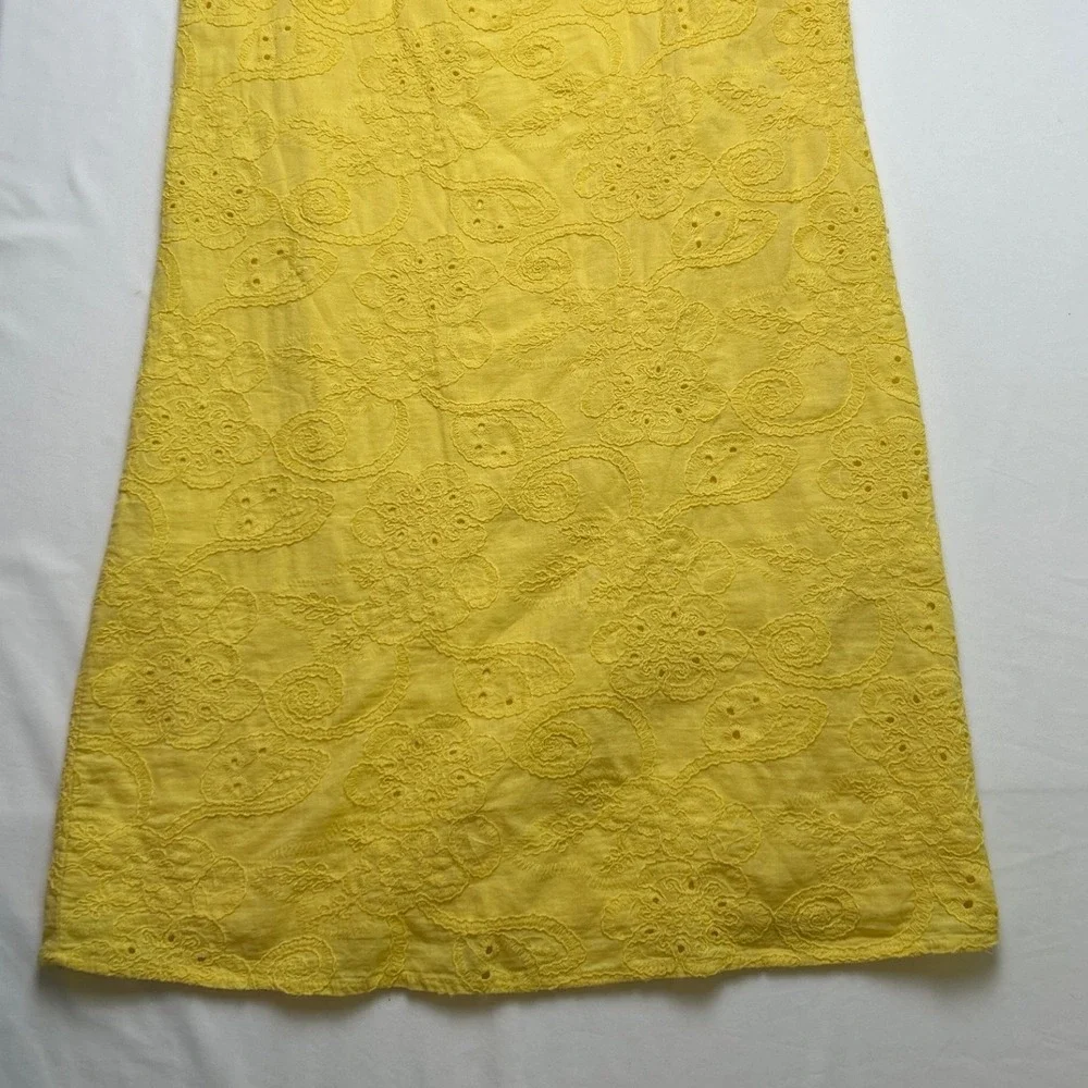 Nanette Lepore Womens Eyelet Ruffle Neck Sleeveless Shift Dress Size 2 Yellow - Picture 10 of 11